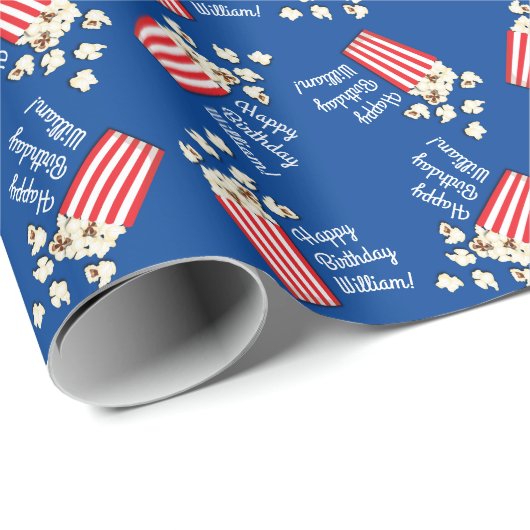 Filmtheater Popcorn Birthday Party Cadeaupapier (Rol Hoek)