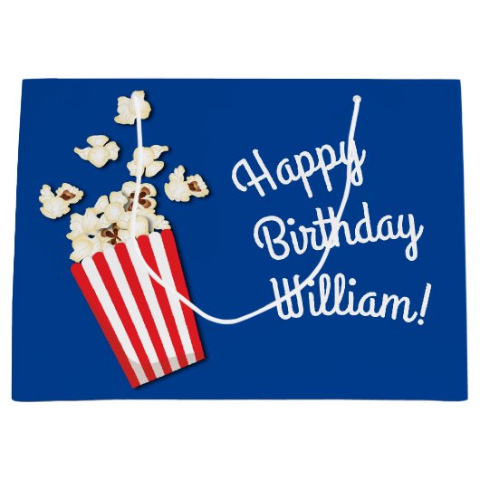 Filmtheater Popcorn Birthday Party Groot Cadeauzakje (Voorkant)