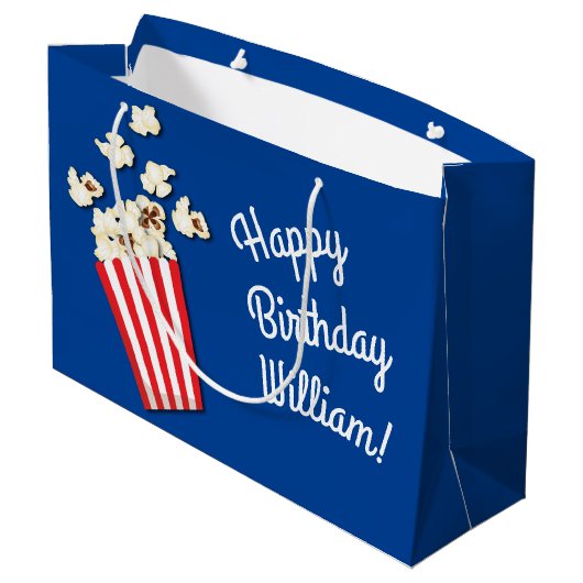 Filmtheater Popcorn Birthday Party Groot Cadeauzakje (Achterkant Gekanteld)