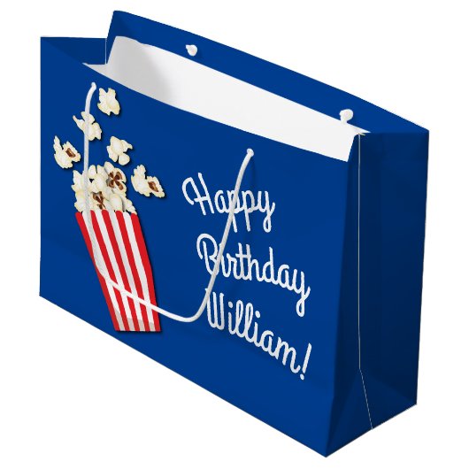 Filmtheater Popcorn Birthday Party Groot Cadeauzakje (Voorkant Gekanteld)