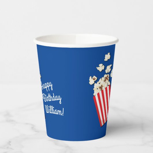 Filmtheater Popcorn Birthday Party Papieren Bekers (Links)