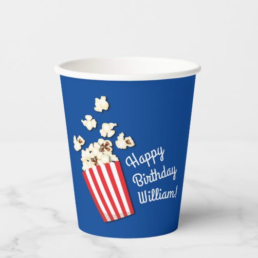 Filmtheater Popcorn Birthday Party Papieren Bekers (Voorkant)