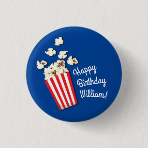 Filmtheater Popcorn Birthday Party Ronde Button 3,2 Cm
