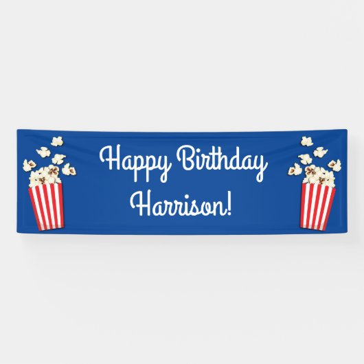 Filmtheater Popcorn Birthday Party Spandoek (Horizontaal)