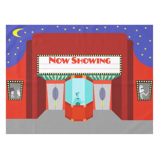 Filmtheater Retro Tablecloth Tafelkleed (Voorkant (Horizontaal))