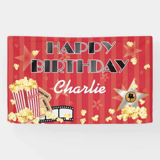 Filmtheater Theme Birthday Banner (Horizontaal)