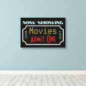 Filmtheater Ticket Cinema Art Sign Canvas Afdruk (Insitu (Houten vloer))