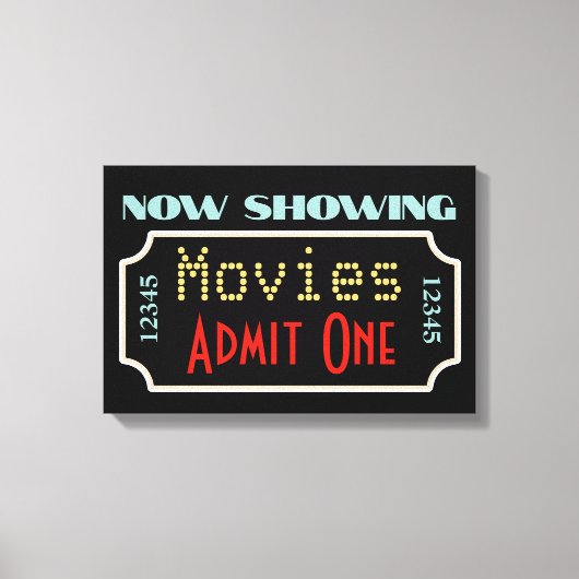Filmtheater Ticket Cinema Art Sign Canvas Afdruk (Voorkant)