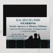 Filmtheater Wedding Invite, blauw Kaart (Voorkant / Achterkant)
