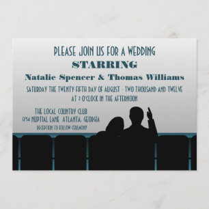 Filmtheater Wedding Invite, blauw Kaart