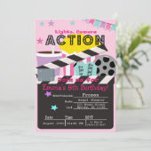 Filmtheaterfeest voor meisjes kaart (Staand voorkant)