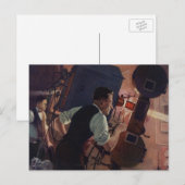 Filmtheaterprojectionist, Vintage Business Briefkaart (Voorkant / Achterkant)