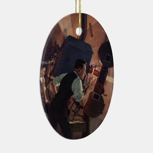 Filmtheaterprojectionist, Vintage Business Keramisch Ornament (Rechts)