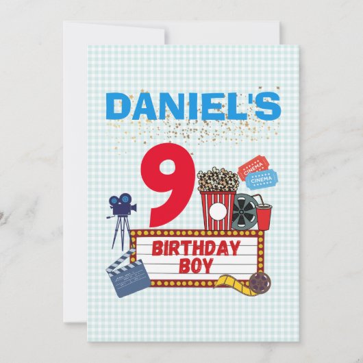 Filmtheebioscoop Birthday Boy Theme Party Kaart (Voorkant)