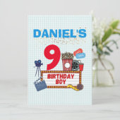 Filmtheebioscoop Birthday Boy Theme Party Kaart (Staand voorkant)