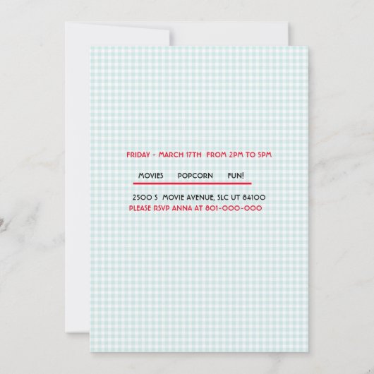 Filmtheebioscoop Birthday Boy Theme Party Kaart (Achterkant)