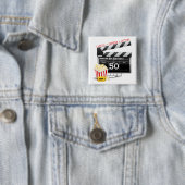 Filmthema 50e verjaardag vierkante button 5,1 cm (In situ)