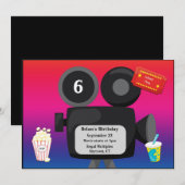 Filmthema aanpasbaar verjaardagsfeest kaart (Voorkant / Achterkant)