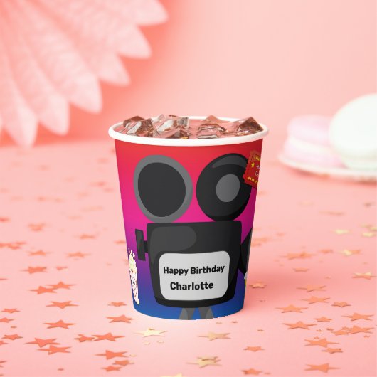 Filmthema Birthday Personalized Popcorn Drink Papieren Bekers (Insitu)