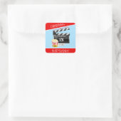 Filmthema Popcorn 13e verjaardag Vierkante Sticker (Tas)