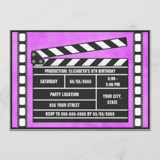 Filmthuispartij Clapboard Paars Kaart