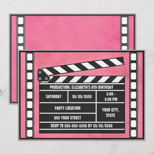 Filmthuispartij Clapboard Red Kaart (Voorkant / Achterkant)