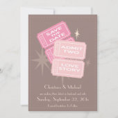 Filmtickets Sla de datumkaart op (bruin) Save The Date (Voorkant)