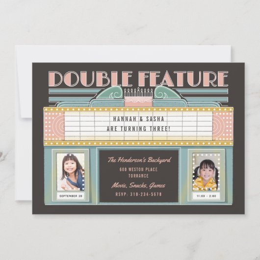 Filmtweeling tweetallen verjaardag kaart (Voorkant)