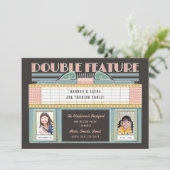 Filmtweeling tweetallen verjaardag kaart (Staand voorkant)
