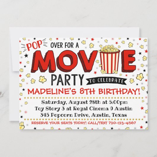 Filmuitnodiging Film Verjaardagsfeestje Film Uitno Kaart (Voorkant)