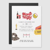 Filmvanavond in Retro Magnetische Uitnodiging (Voorkant / Achterkant)