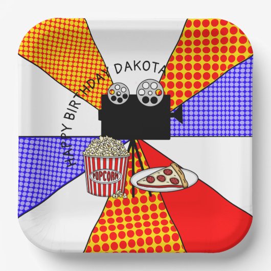 Filmvanavond in Retro Papieren Bordje (Voorkant)