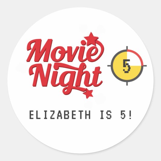 Filmvanavond in Retro Ronde Sticker (Voorkant)