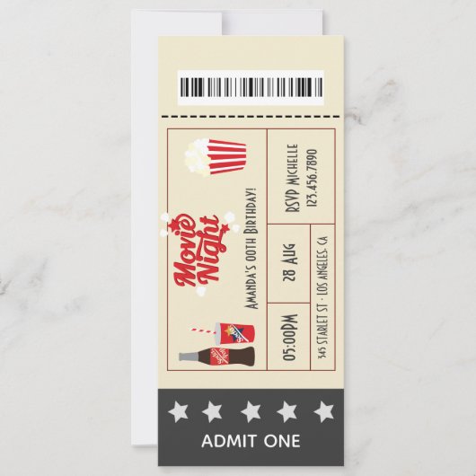 Filmvanavond - Ticket van de Partij van de verjaar Kaart (Voorkant)