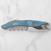 Filmvormige gele kieuwblauwe ogen Blauwe kroonspie Kurkentrekker (Achterkant)