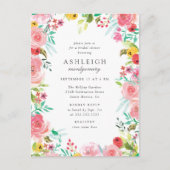 FilmWaterverf Floral Wreate Vrijgezellenfeest Uitnodiging Briefkaart (Voorkant)