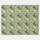 Filmy Leaves in Sage en Blauwgroen Fleece Deken (Voorkant (Horizontaal))