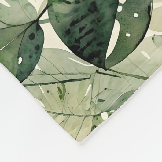 Filmy Leaves in Sage en Blauwgroen Fleece Deken (Hoek)