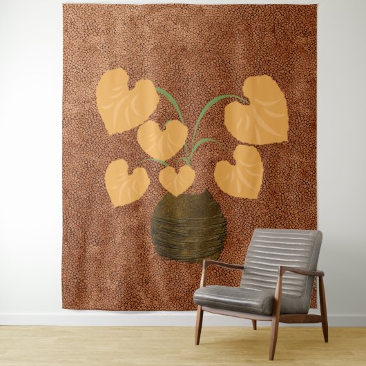 Filodendron Plant Koper Kijk Tapestry Wandkleed (In situ)