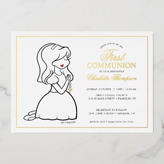 Filosofen eerste gemeenschap - Girl Folie Uitnodiging (Voorkant)