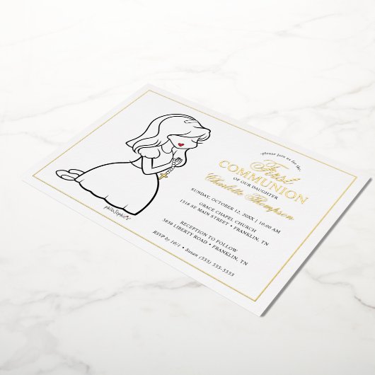 Filosofen eerste gemeenschap - Girl Folie Uitnodiging (Gedraaid)