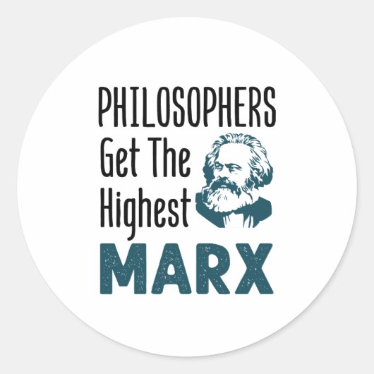 Filosofen krijgen de hoogste Marx Filosophy Funny Ronde Sticker (Voorkant)
