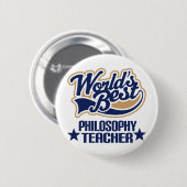 Filosofie docentaal cadeautje (beste werelden) ronde button 5,7 cm (Voorkant /achterkant)