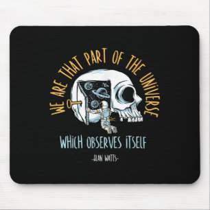 Filosofie Space Skull Alan Watts Astronaut Quote Muismat