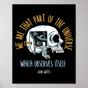 Filosofie Space Skull Alan Watts Astronaut Quote Poster