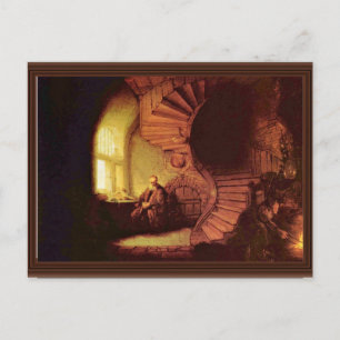 Filosoof in Meditatie. Door Rembrandt Van Rijn Briefkaart