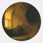 Filosoof in Meditatie Ronde Sticker (Voorkant)