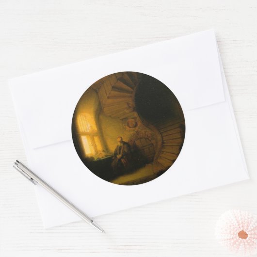 Filosoof in Meditatie Ronde Sticker (Envelop)