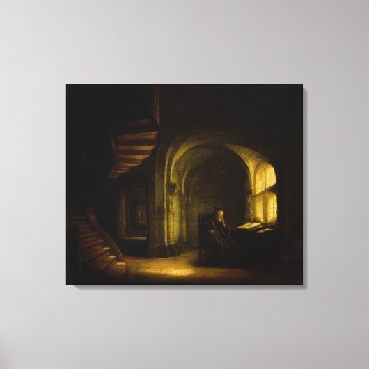 Filosoof met een Open Boek, 1625-7 (olie op ruit) Canvas Afdruk (Voorkant)