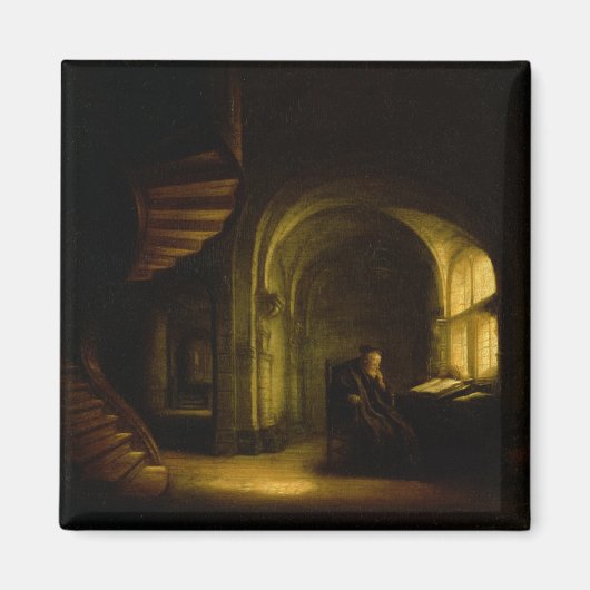 Filosoof met een Open Boek, 1625-7 (olie op ruit) Magneet (Voorkant)